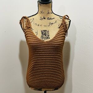 Women Wishlist Brown Ribbed Knit Tank Top Size L